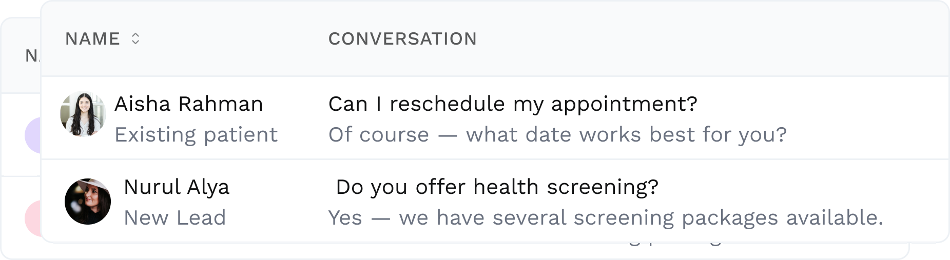 Relify CRM unified patient conversations