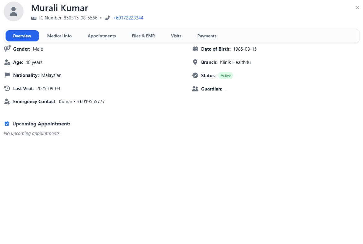 Patient Profile View